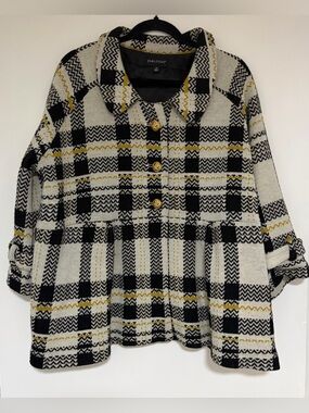 Dialogue Women’s Plaid Wool Blend Swing Jacket Size 2X
